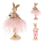 FIGURA RESINA COELHO/A SORTIDOS COR:ROSA