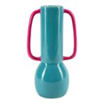 JARRA CERAMICA C/PEGAS COR:AZUL/FUCSIA