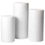 CONJ.3 COLUNAS CILINDRICAS METAL COR:BRANCA DIA.33X60/75/90 ALT.