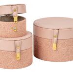 CONJ.3 BAUS RED. TECIDO COR:ROSA