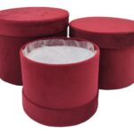 CONJ.3 CAIXAS VELUDO COR:BORDO