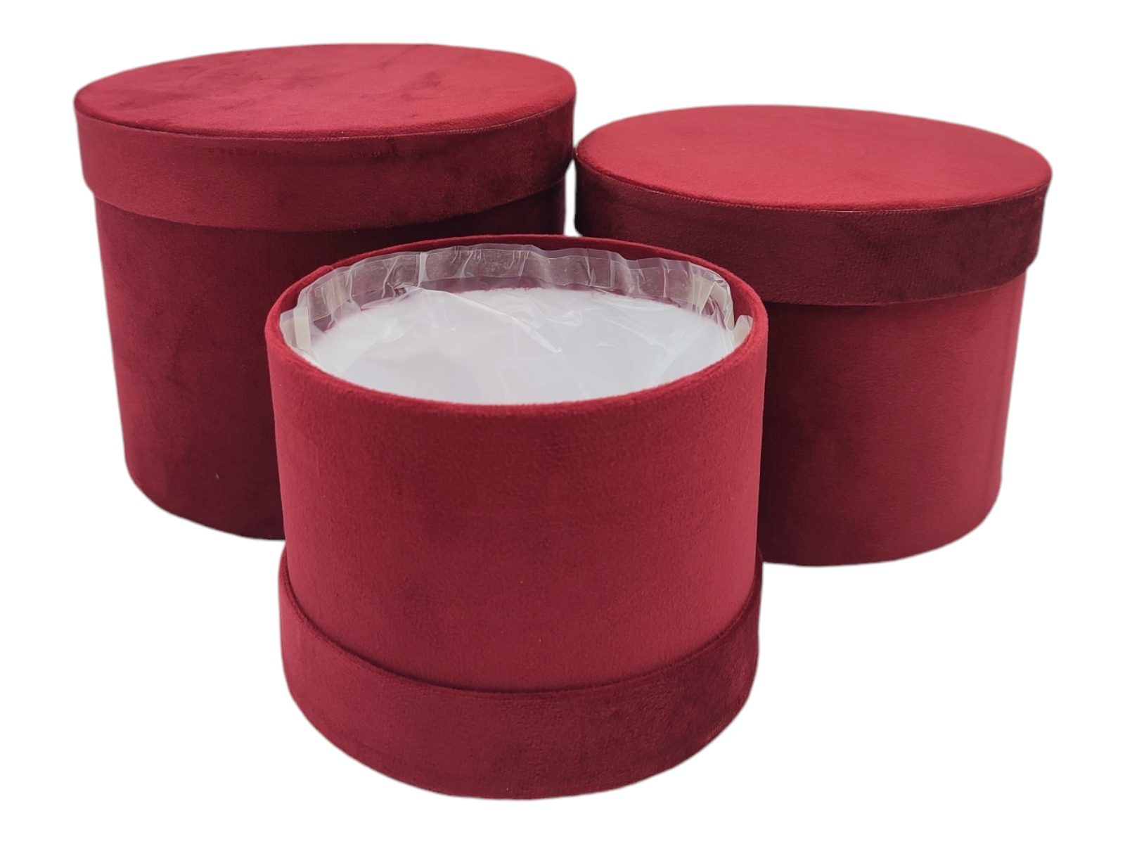 5096 24. CONJ.3 CAIXAS VELUDO COR:BORDO - Image 1