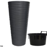 VASO PLASTICO C/SUPORTE CINZA