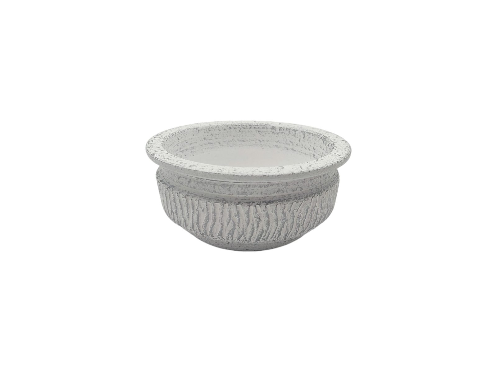 F19.000119.2 CERAMICA- FLOREIRA MINI BAIXA COR:BRANCO/PRATA - Image 1