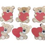 URSO MADEIRA C/CORAÇAO 6UNID