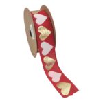 FITA TECIDO C/ARAME CORAÇAOES 4CMX10MT