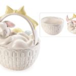 CESTA C/TAMPA CERAMICA FIG. COELHO