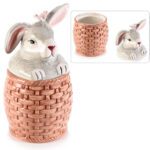 POTE C/TAMPA CERAMICA FIGURA COELHO