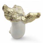 CERAMICA- ANJO TRADICIONAL SENDATO VIDRADO L.27X25ALT. CM COR:OURO