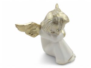 CERAMICA- ANJO TRADICIONAL SENDATO VIDRADO L.27X25ALT. CM COR:OURO