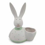 CERAMICA-COELHO C/VASO POT.8CM COR:VERDE MENTA