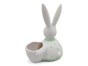 CERAMICA-COELHO C/VASO POT.8CM COR:VERDE MENTA