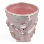 CERAMICA-VASO C/COELHO FLORES COR:ROSA