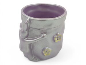 CERAMICA-VASO C/COELHO FLORES COR:LILAS