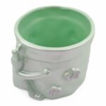 CERAMICA-VASO C/COELHO FLORES COR:VERDE MENTA