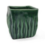 CERAMICA-CUBO RISCAS COR:VERDE VIDRADO