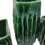 CERAMICA-CUBO RISCAS COR:VERDE VIDRADO