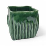 CERAMICA-CUBO RISCAS COR:VERDE VIDRADO