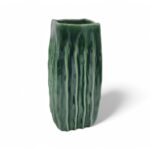 CERAMICA-JARRA RISCAS COR:VERDE VIDRADO