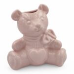 CERAMICA- URSO C/CORAÇAO COR:ROSA VIDRADO