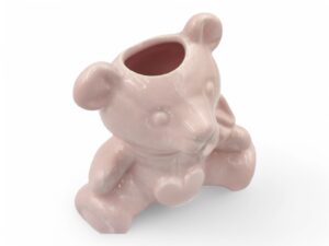 CERAMICA- URSO C/CORAÇAO COR:ROSA VIDRADO