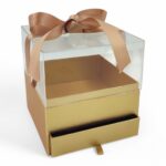 CAIXA C/GAVETA TAMPA ACRILICO COR:OURO