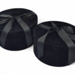 CONJ.2 CAIXAS VELUDO C/LAÇO COR:PRETO