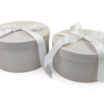 CONJ.2 CAIXAS VELUDO C/LAÇO COR:CREME