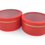 CONJ.2 CAIXA C/TAMPA TRANSPARENTE COR:VERMELHO