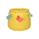 VASO LIBELULA/BORBOLETAS COR:AMARELO