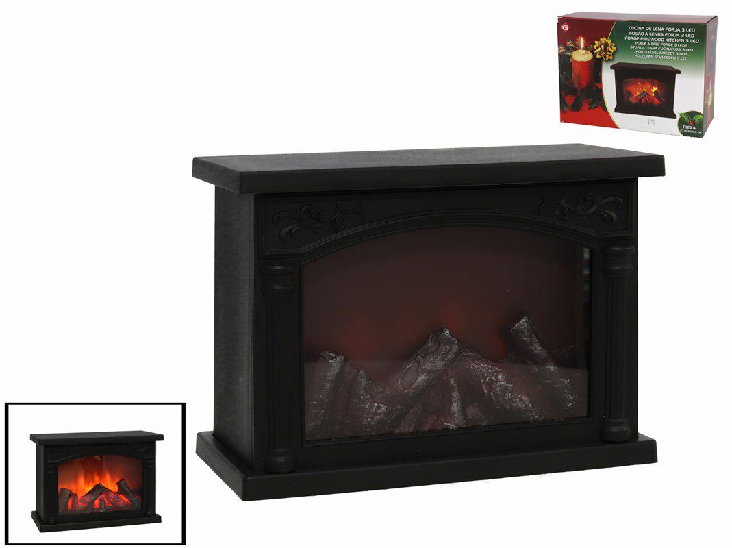 8445393002057 LAREIRA A LENHA DE TIJOLO 3 LED PLASTICO - Image 1