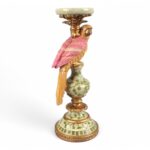 PORTAVELAS POLIRESINA PASSARO ROSA/AMARELO