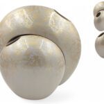 CERAMICA-CONJ.2 JARRAS BOLACHA GRD. 42X17X37 COR:BEGE/OURO