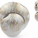 CERAMICA-CONJ.2 JARRAS BOLACHA GRD. 42X17X37 COR:BRANCO/OURO