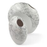 CERAMICA-CONJ.2 JARRAS BOLACHA GRD. 42X17X37 COR:BRANCO/PRATA