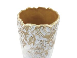 CERAMICA-JARRA CALICE PEQ. COR:BRANCO/OURO