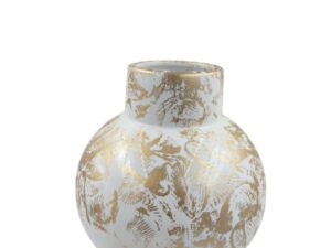 CERAMICA-JARRA SINTRA PEQ. COR:BRANCO/OURO