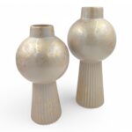 CERAMICA-JARRA SINTRA PEQ. COR:BEGE/OURO