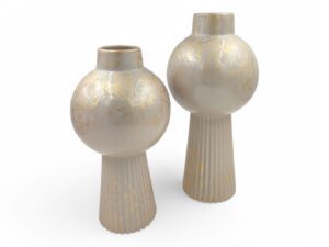 CERAMICA-JARRA SINTRA PEQ. COR:BEGE/OURO