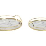 BANDEJA METAL CONJ.2 C/ESPELHO DECORADO