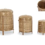 CONJ.3 CESTOS BAMBU C/TAMPA