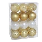 CONJ.24 BOLAS NATAL 7CM DOURADOS