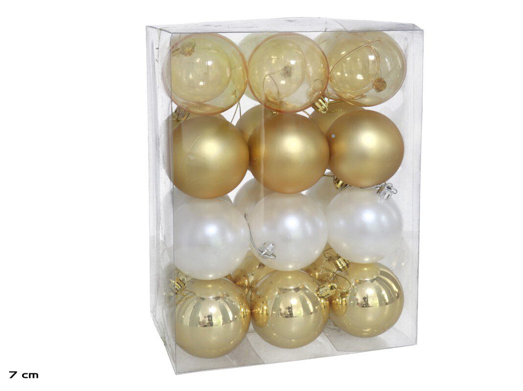 8445393163673 CONJ.24 BOLAS NATAL 7CM DOURADOS - Image 1