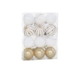 CONJ.12 BOLAS NATAL ZURA BRANCO/OURO 5CM