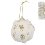 CONJ.6 BOLAS PELO C/FLOCOS OURO 6CM