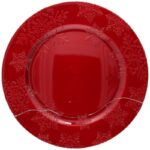 PRATO PLASTICO C/RELEVO FLOR COR:VERMELHO