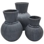 CERAMICA- JARRA RISCAS GRD. COR:CINZA