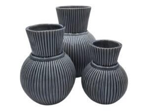 CERAMICA- JARRA RISCAS GRD. COR:CINZA