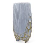 CERAMICA- JARRA C/3PES GRD. COR:BRANCO/OURO