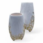 CERAMICA- JARRA C/3PES GRD. COR:BRANCO/OURO